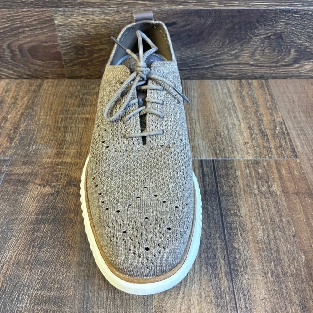Cole Haan Zerogrand Stitchlite Oxford Mens 8M Taupe Knit Wingtip Shoes C37988